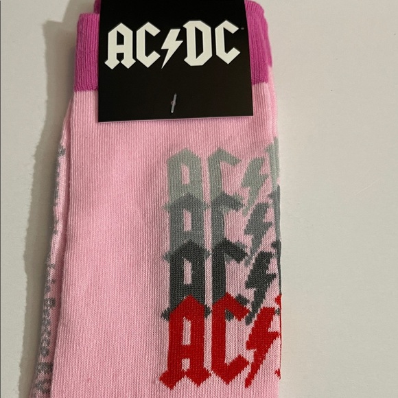 AC/DC Pink and Gray Socks. Official Merchandise, Classic Rock NWT Gift Idea - Picture 2 of 6